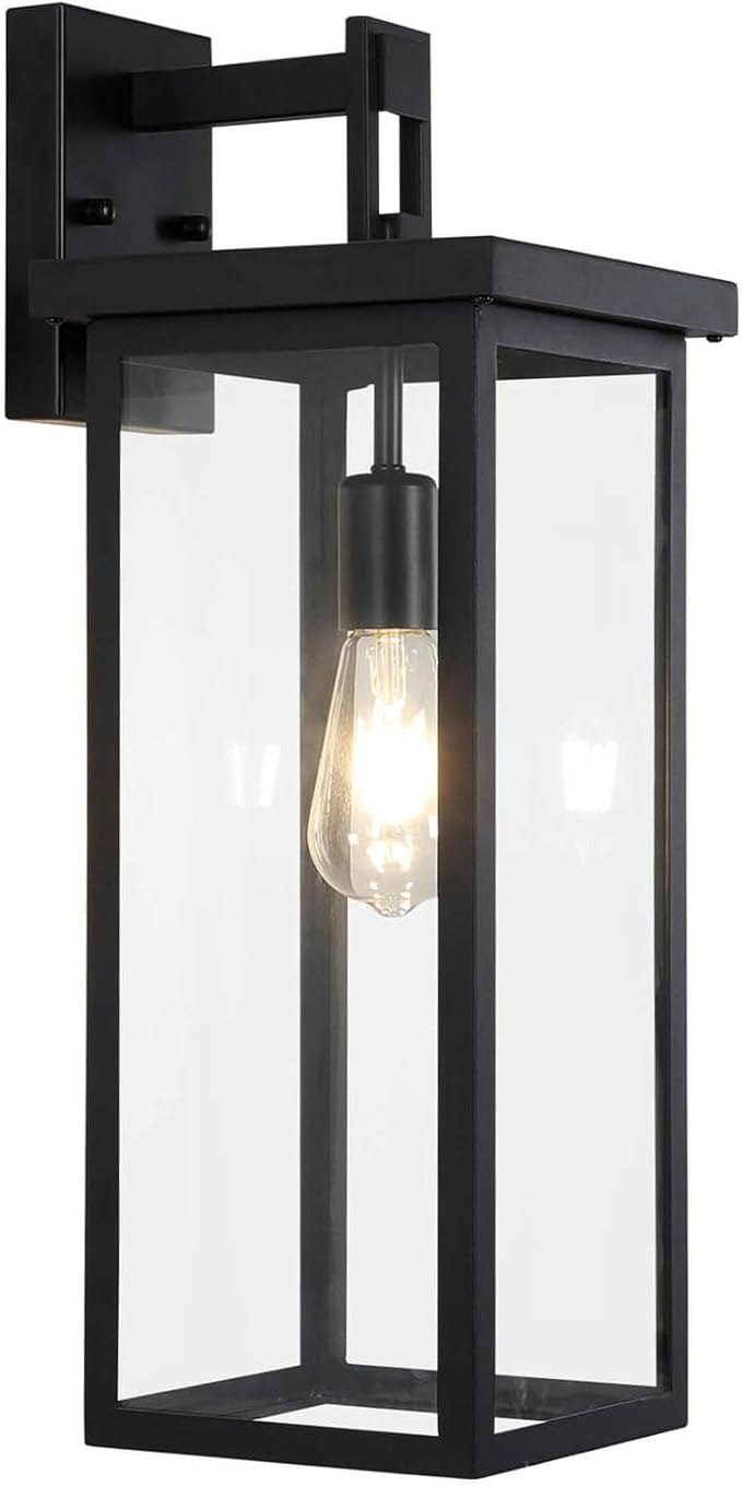 2 Pack Large Size Outdoor Wall Lantern Exterior Wall Light Fixture, 20 in Matte Black