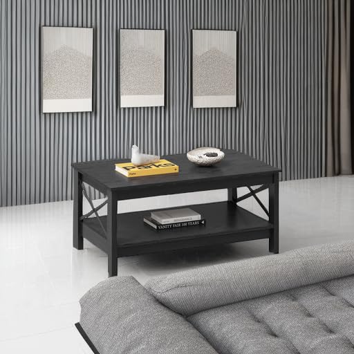 Coffee Table for Living Room, Modern Farmhouse Coffee Table with Storag