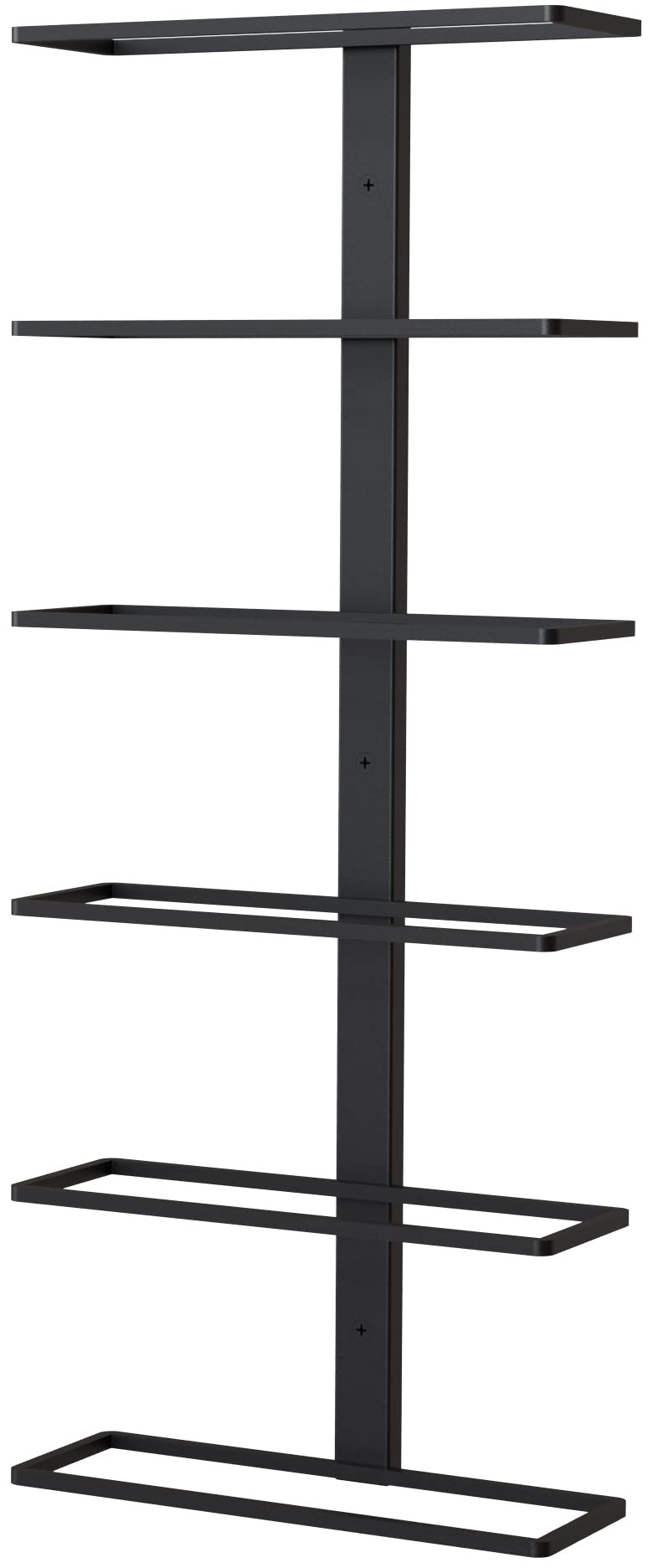 Wall Series - Center Frame Metal Wall Mount Wine Bottle Rack, Black (6 Bottles)