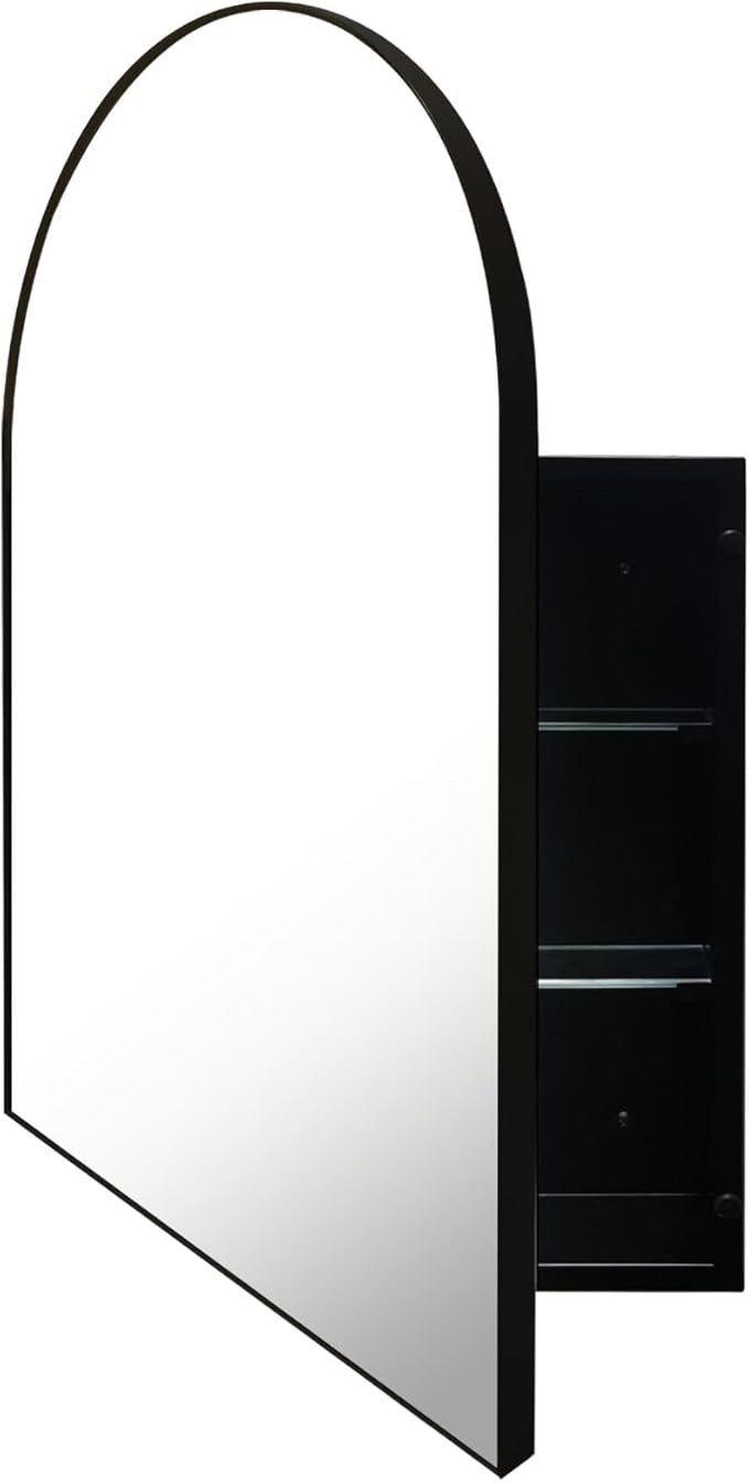 Arched Medicine Cabinet with Mirror,Surface Mounted Farmhouse Bathroom Medicine