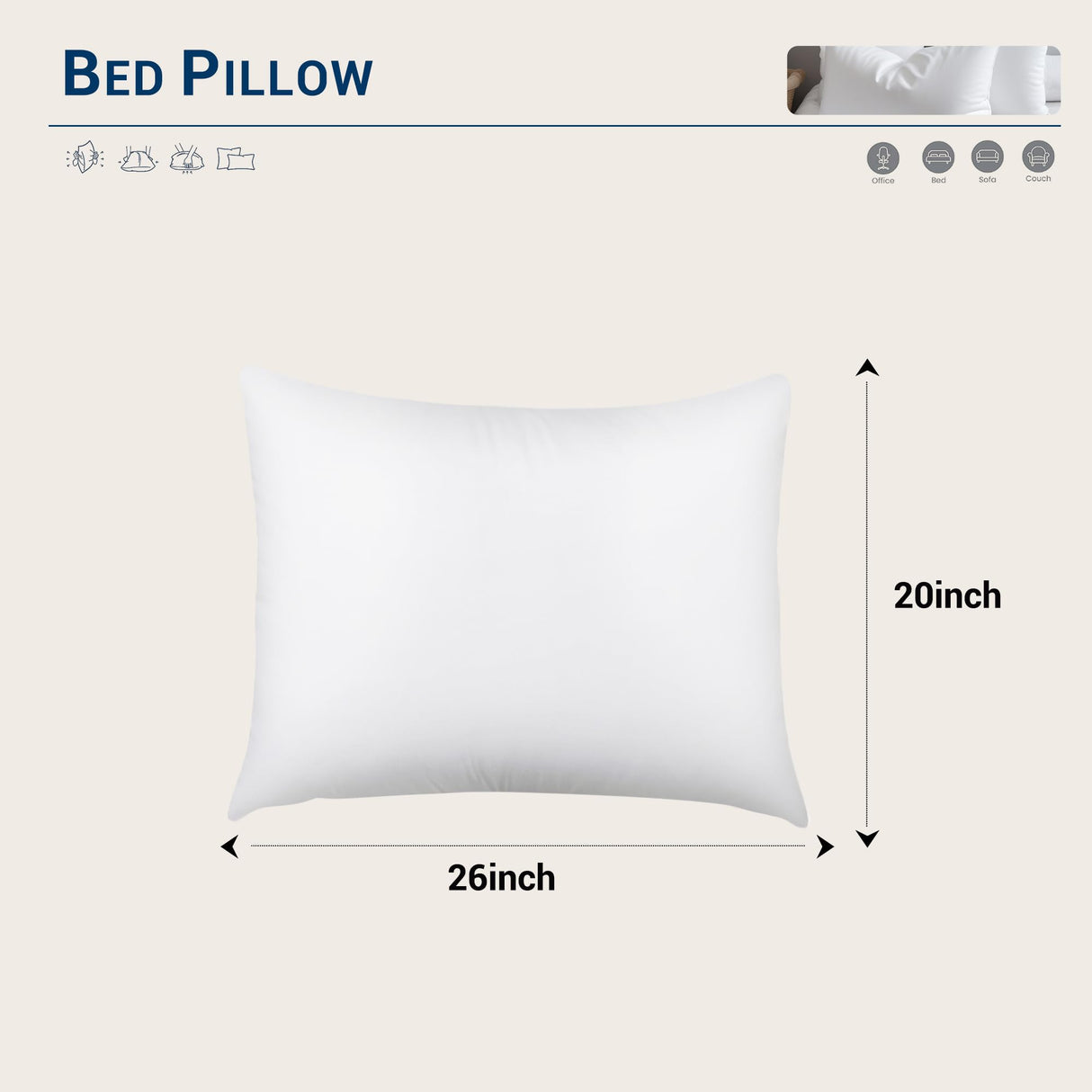 Yuexiu Pillows Standard Size Set of 2, Cooling and Supportive Hotel Quality Pillows for Side, Back and Stomach Sleepers, Luxury Fluffy Down Alternative Plump Filling Soft Bed Pillows for Sleeping