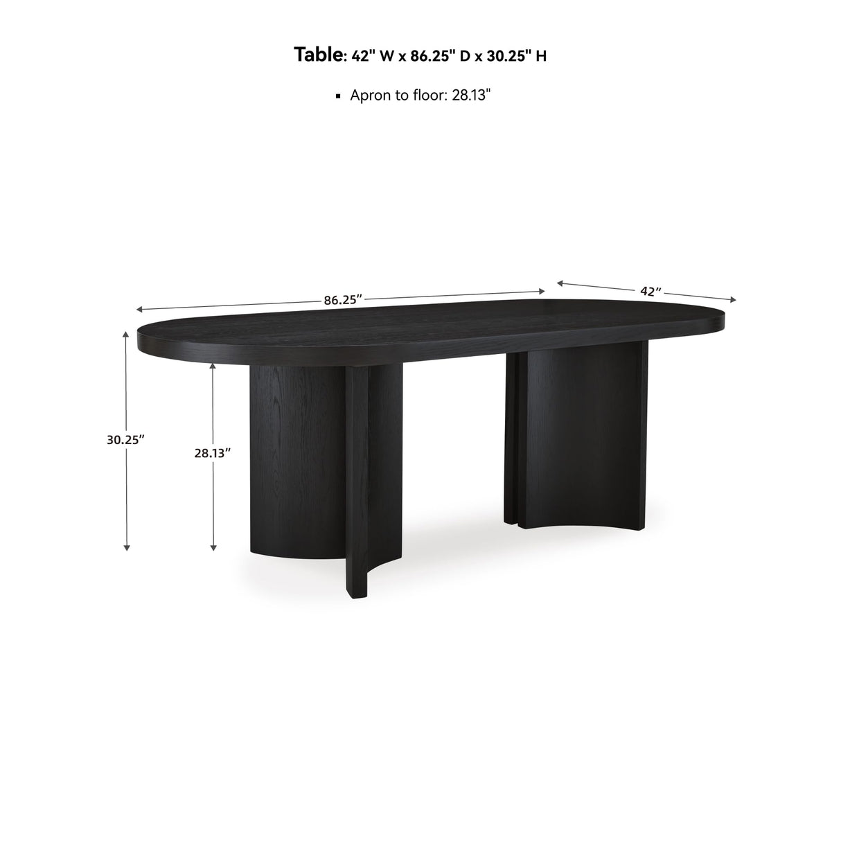 Rowanbeck Minimalist Dining Table for 8 People - Black