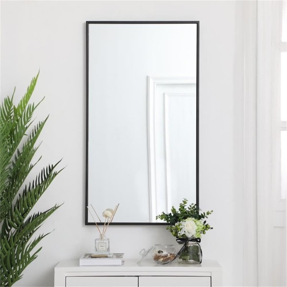 Modern 36" x 20" Contemporary Metal Frame Mirror in Black