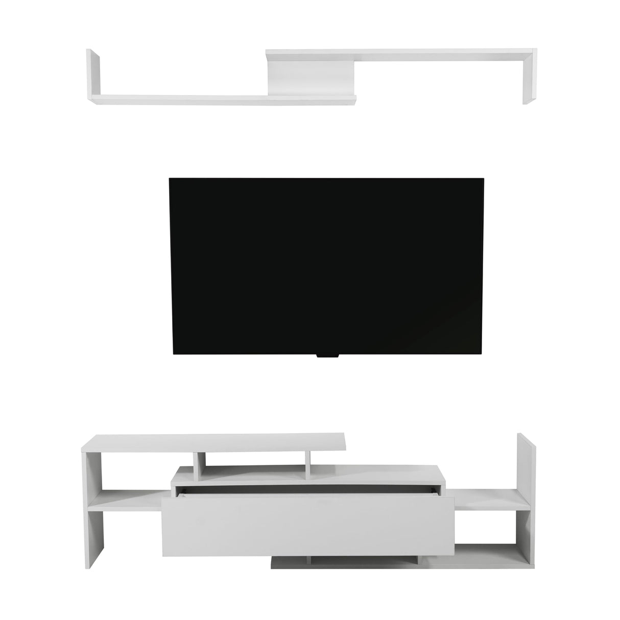 Surrey Mid-Century Modern TV Stand with MDF Shelves and Bookcase for Living Room