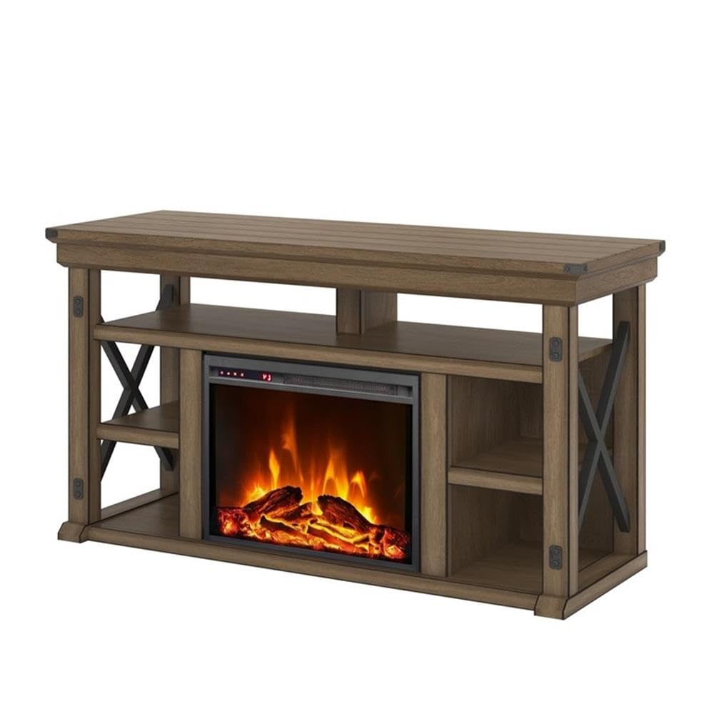 Wildwood Fireplace TV Stand for TVs up to 60", Rustic Gray