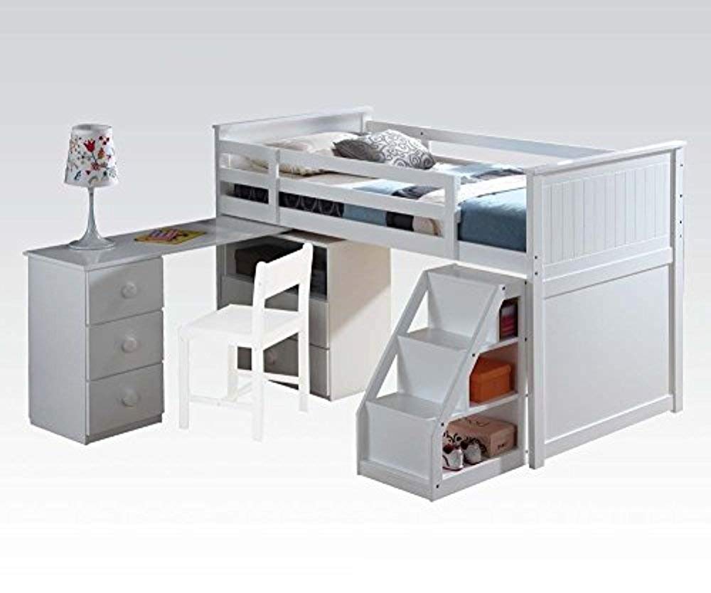 19405 Modern Style White Finish Loft Bed