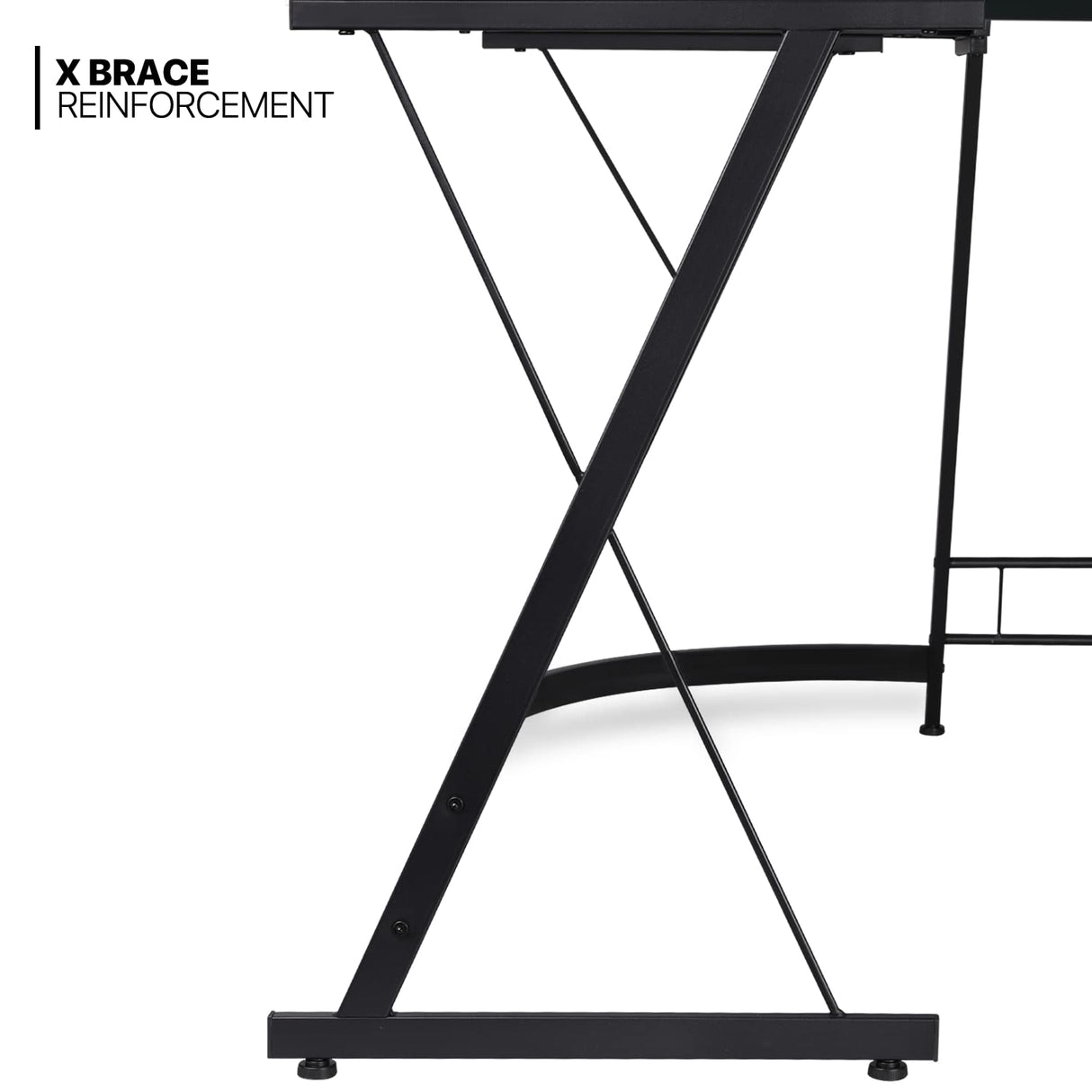 L Shaped Gaming Desk Computer Corner Table with Metal Frame, L Desk Workstation for Home Office, Space-Saving, Black