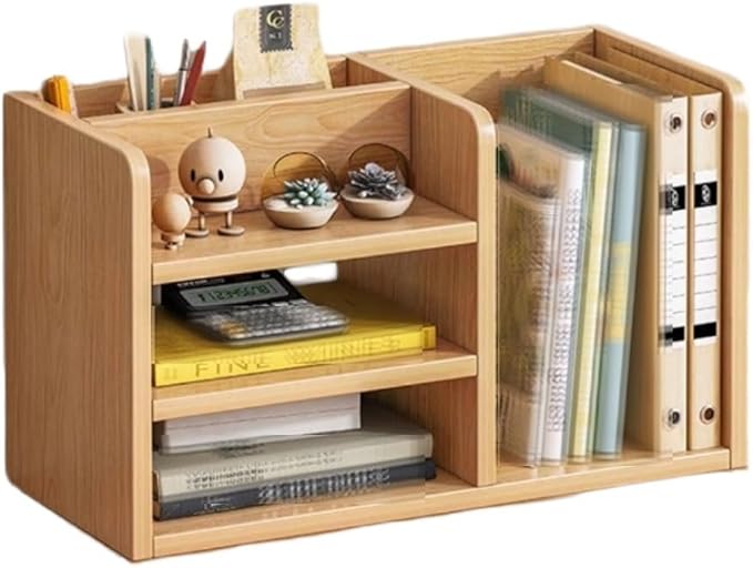 Wooden Bookshelf For Desktop, Multi-purpose Home Office Storage Cabinet Display Shelf