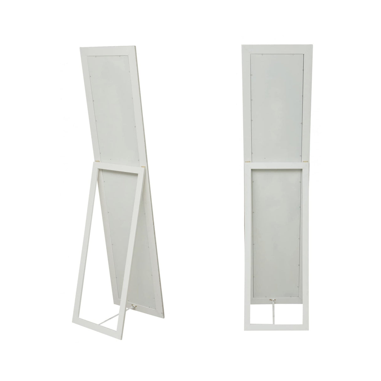 Antiqued White Finish Floor Mirror