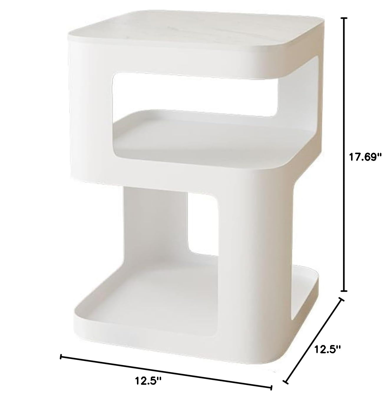 Side Table, Nightstand, Modern End Table, Bedside Table with Storage Shelf, Space-Saving Side Table for Bedroom, end Tables Living Room, Metal Side Table (Beige)