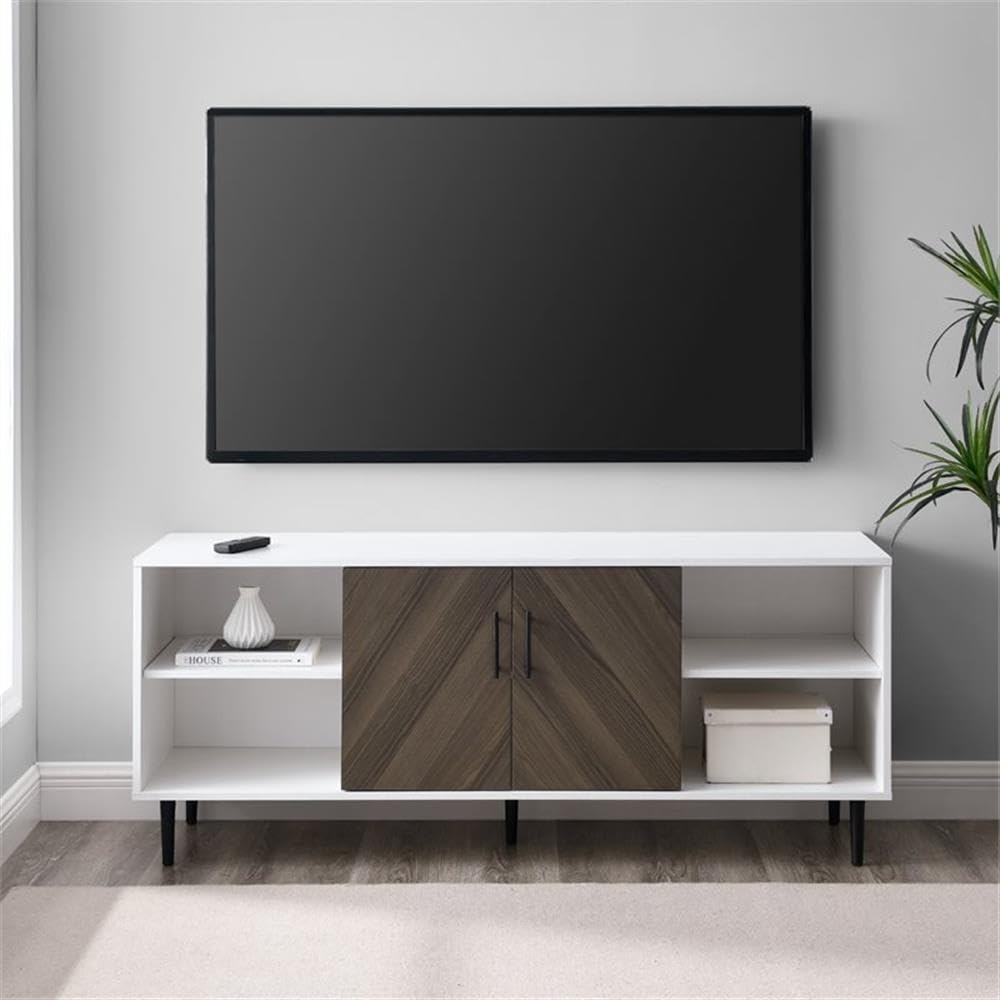 Caye Modern 2-Door Bookmatch TV Stand for TVs up to 65 Inches 58 Inch Ash Brown