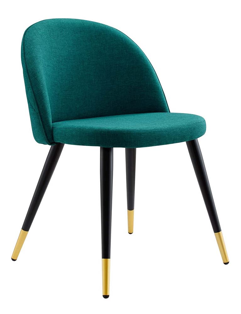 Teal Fabric Upholstered Dining Accent Chairs - Set of 2