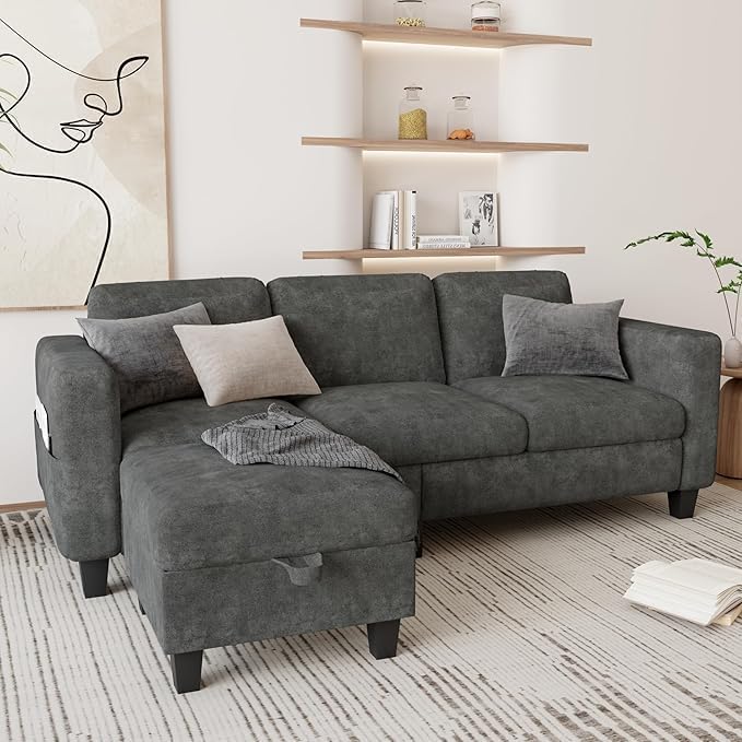 Couch for Living Room, Small Sectional Couch, 78" L Shaped Sofa 3 Seat Modern Sofa