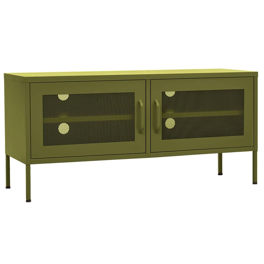 Steel TV Stand with Adjustable Levelers, Olive Green, 41.3"x13.8"x19.7"