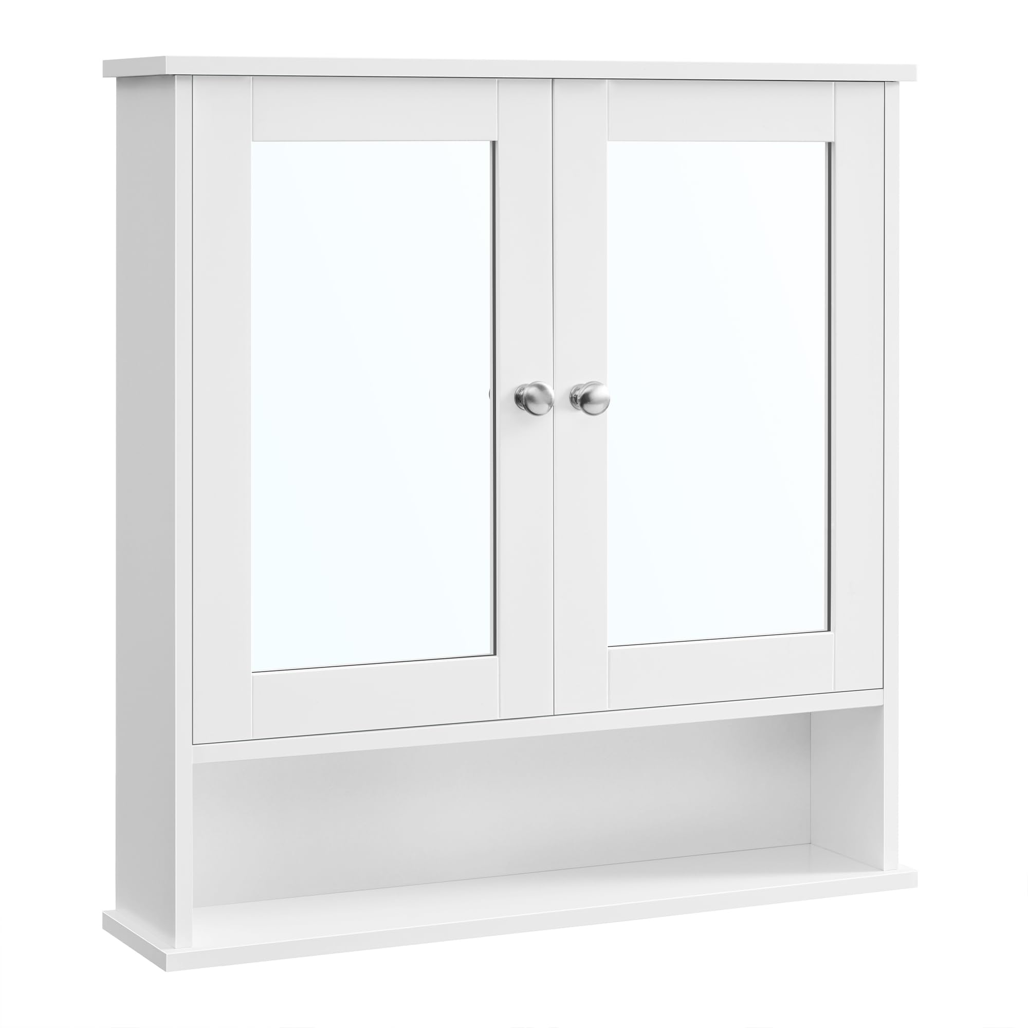 Bathroom Cabinet with Mirror, Wall Cabinet with 2 Mirrored Doors, Adjustable Shelf