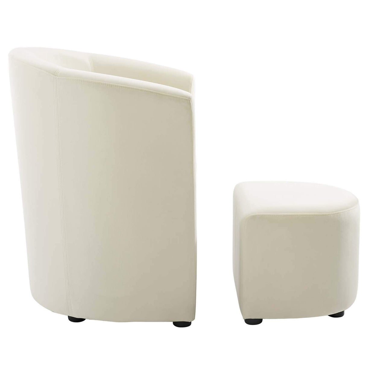 Divulge Performance Velvet Armchair and Ottoman Set in Ivory