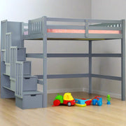 Full Size Staircase Loft Bed Grey