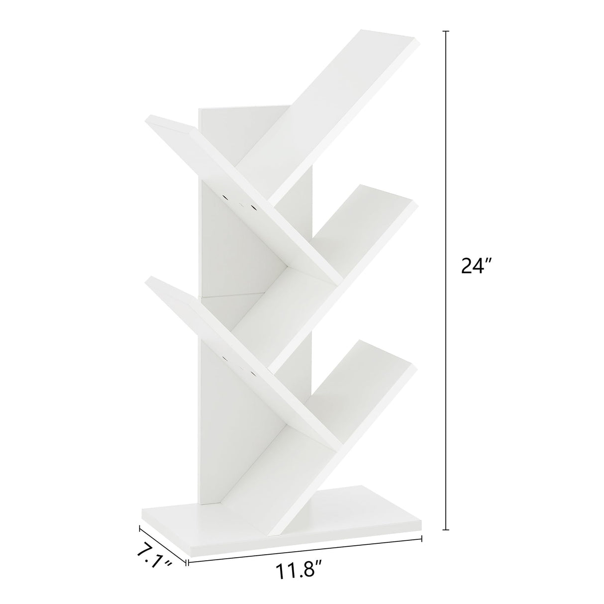 Hoctieon 4 Tier Tree Bookshelf, Small Bookcase, Free Standing Tree Bookcase, Bookshelf for Bedroom, Book Shelf Organizer, Small Bookshelf, White
