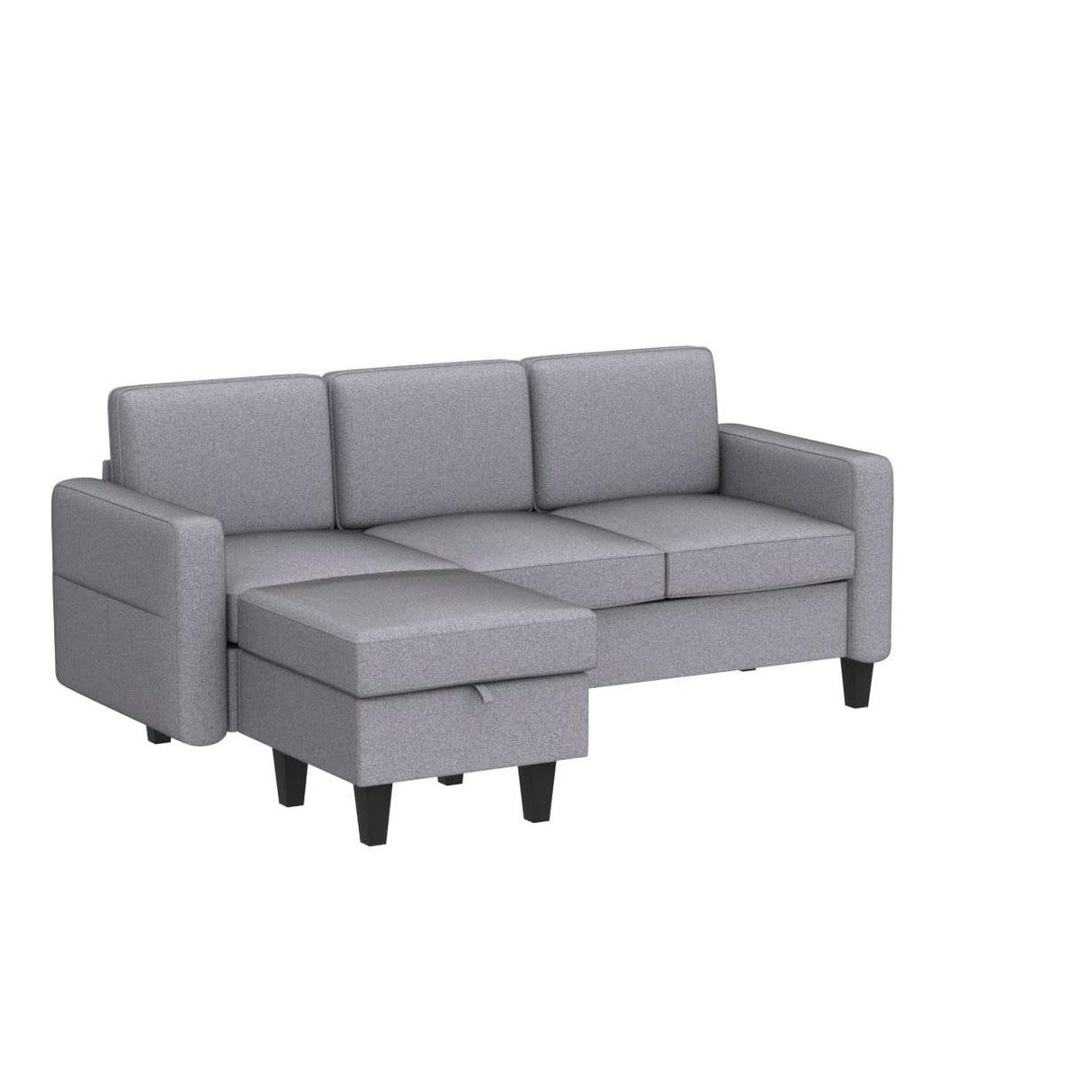 Light Grey Convertible Sectional Sofa Couch,3-Seat L-Shaped Sofa