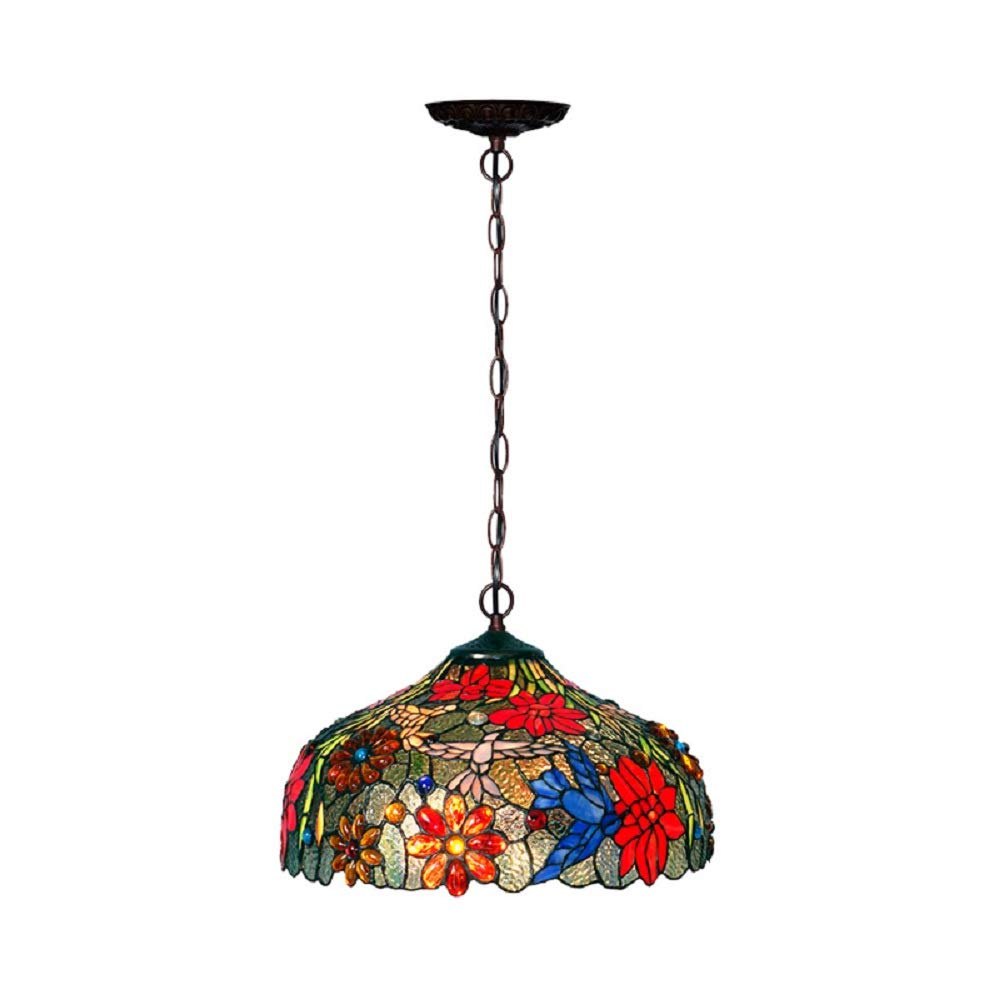 Pendant Light, Stained Glass Chandelier Lamp Tiffany Stylish 3 Lights Bronze Ceiling