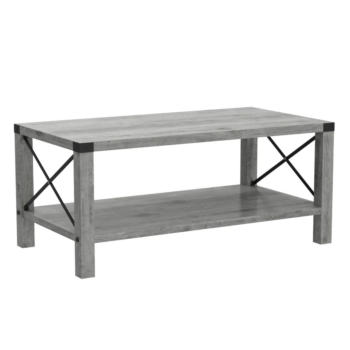 Rectangle Coffee Table 2-Tier Farmhouse Coffee Table