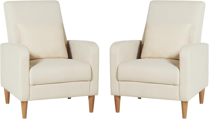 Modern Upholstered Accent Chair Armchair with Pillow, Fabric Reading Living Room