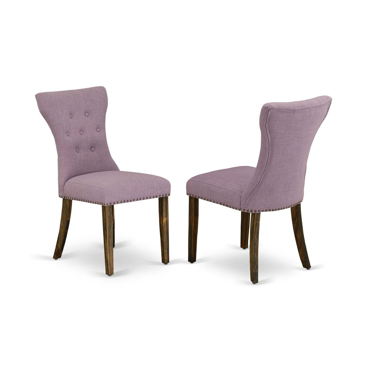 Gallatin Button Tufted Parson Dining Chairs Set of 2 - Nailhead Trim Linen Fabric