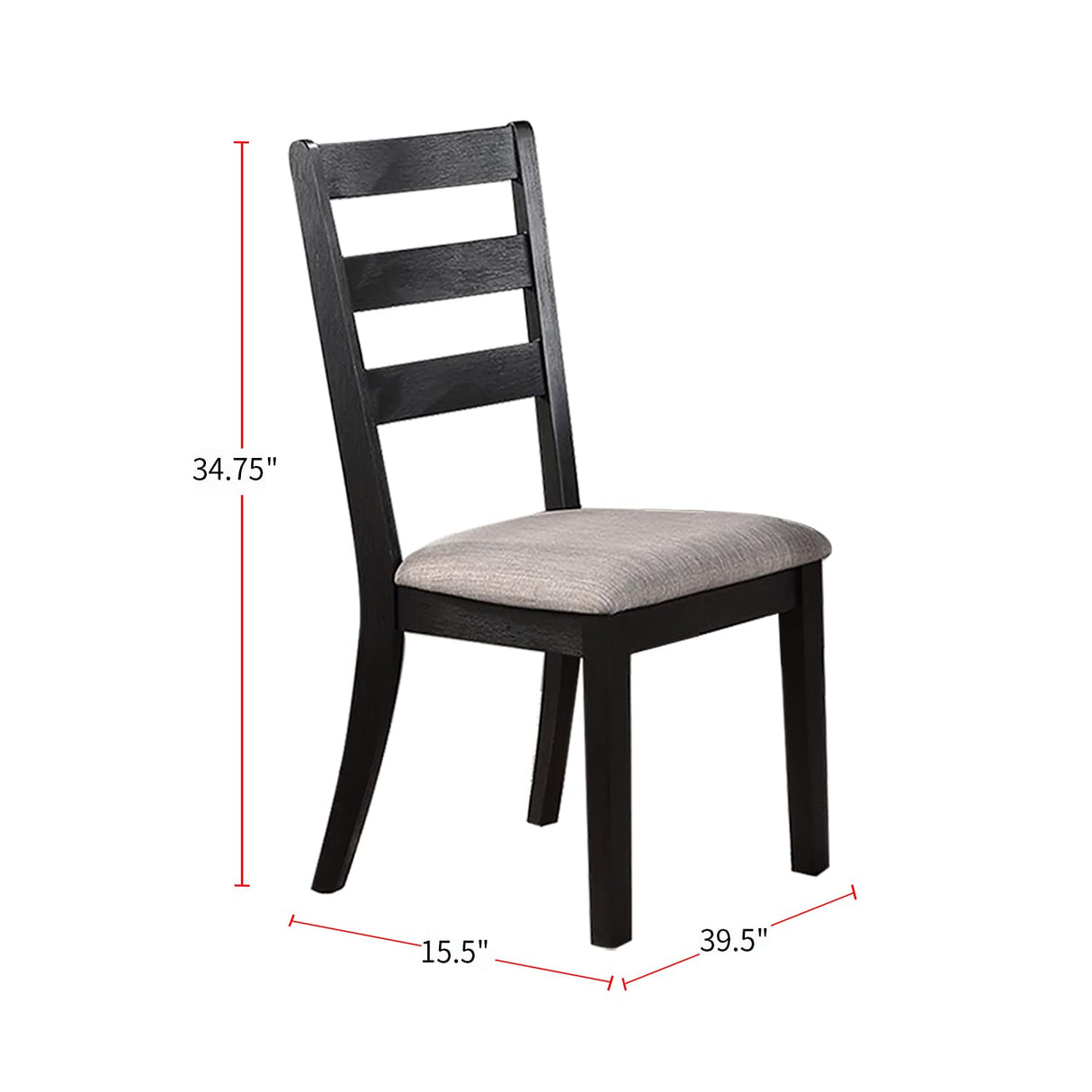 Dining Set with Four Chairs, Black and Grey