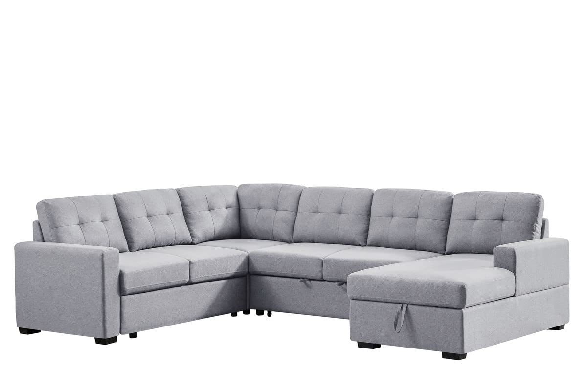 Oversized Convertible Tufted Sleeper Sectional Sofa with Pull Out Sleeper Couch Bed