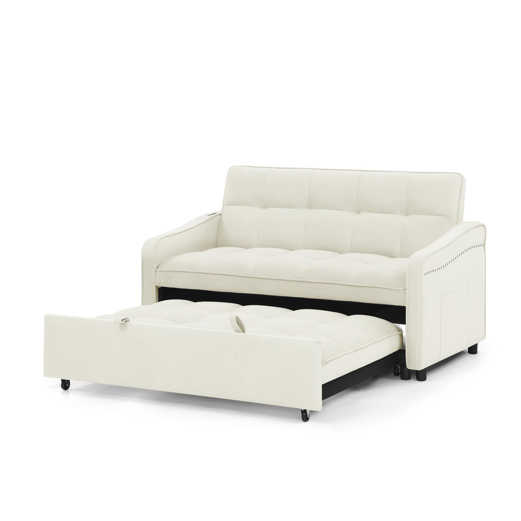 Convertible Sleeper Sofa Bed with Two Side Pockets