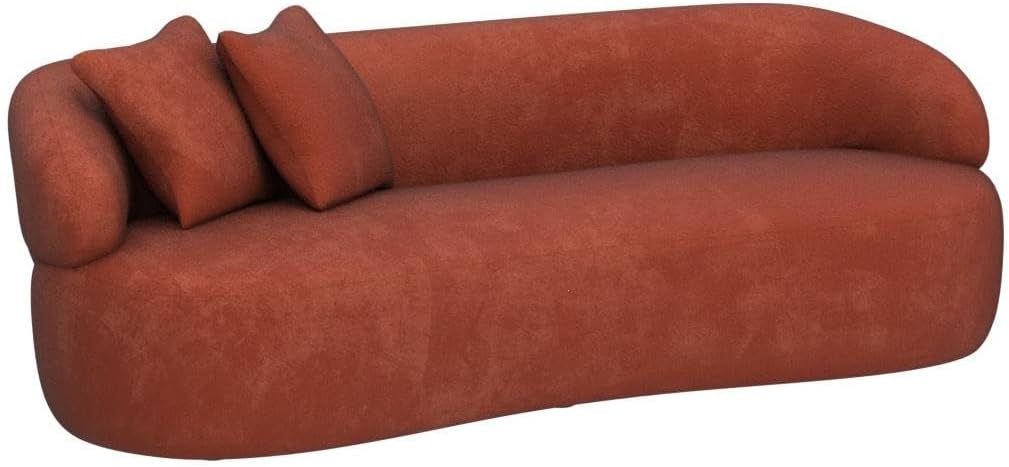 86" Curved Sofa, Modern Upholstered Boucle Curved Couch
