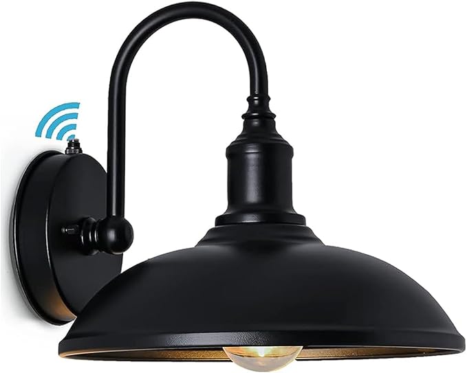 Large 18" Outdoor Barn Gooseneck Light Dusk to Dawn, Classic Farmhouse Barn Wall