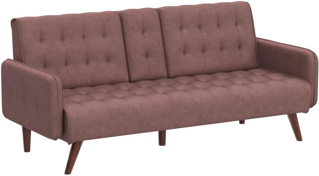 Velvet Round Arm Sofa Sofabed, Rose