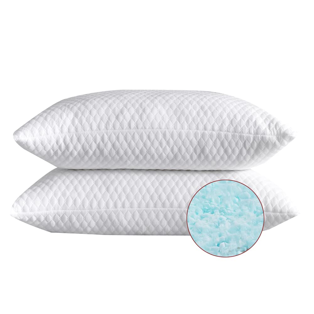 2 Pillows, Shredded Memory Foam Bed Pillows for Sleeping