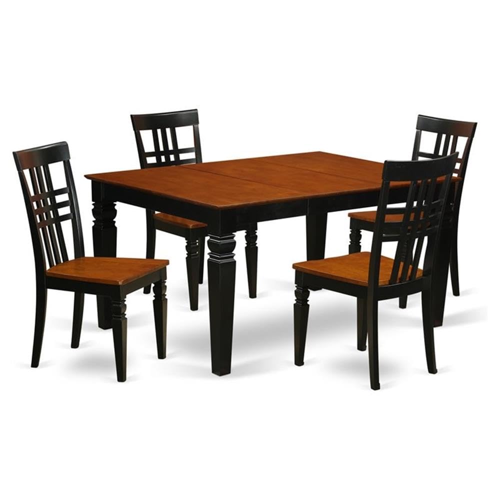 WELG5-BCH-W 5 Piece Dining Set Includes a Rectangle Dining Table with Butterfly Leaf