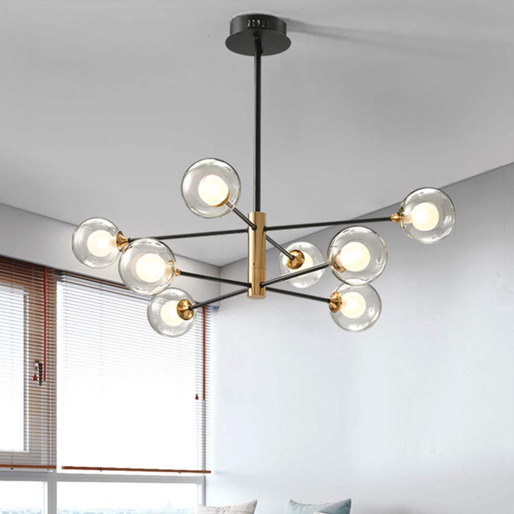 Lighting Modern Chandeliers with Clear Glass Globe Shade 8 Lights