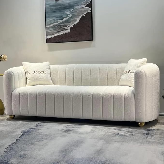 83'' Luxury Velvet Sofa Mid Century Modern 3 Seat Couch for 3 Person Fashion Comfy Couches