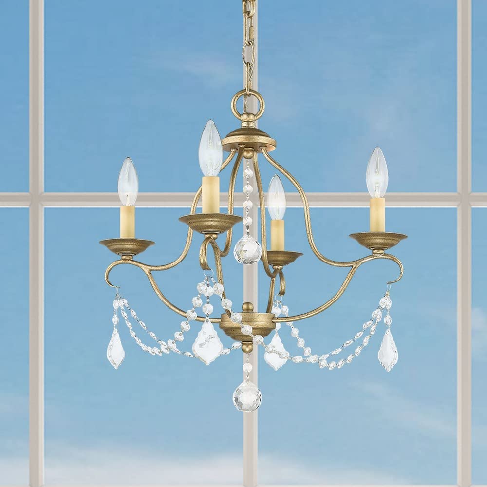 Lighting 6424-48 Chesterfield 4 Light Mini Chandelier, Antique Gold Leaf