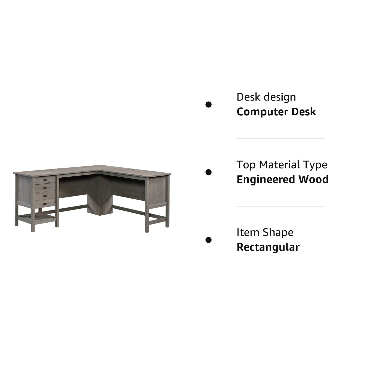 Cottage Road L-Desk, L: 65.12" x W: 58.66" x H: 29.76