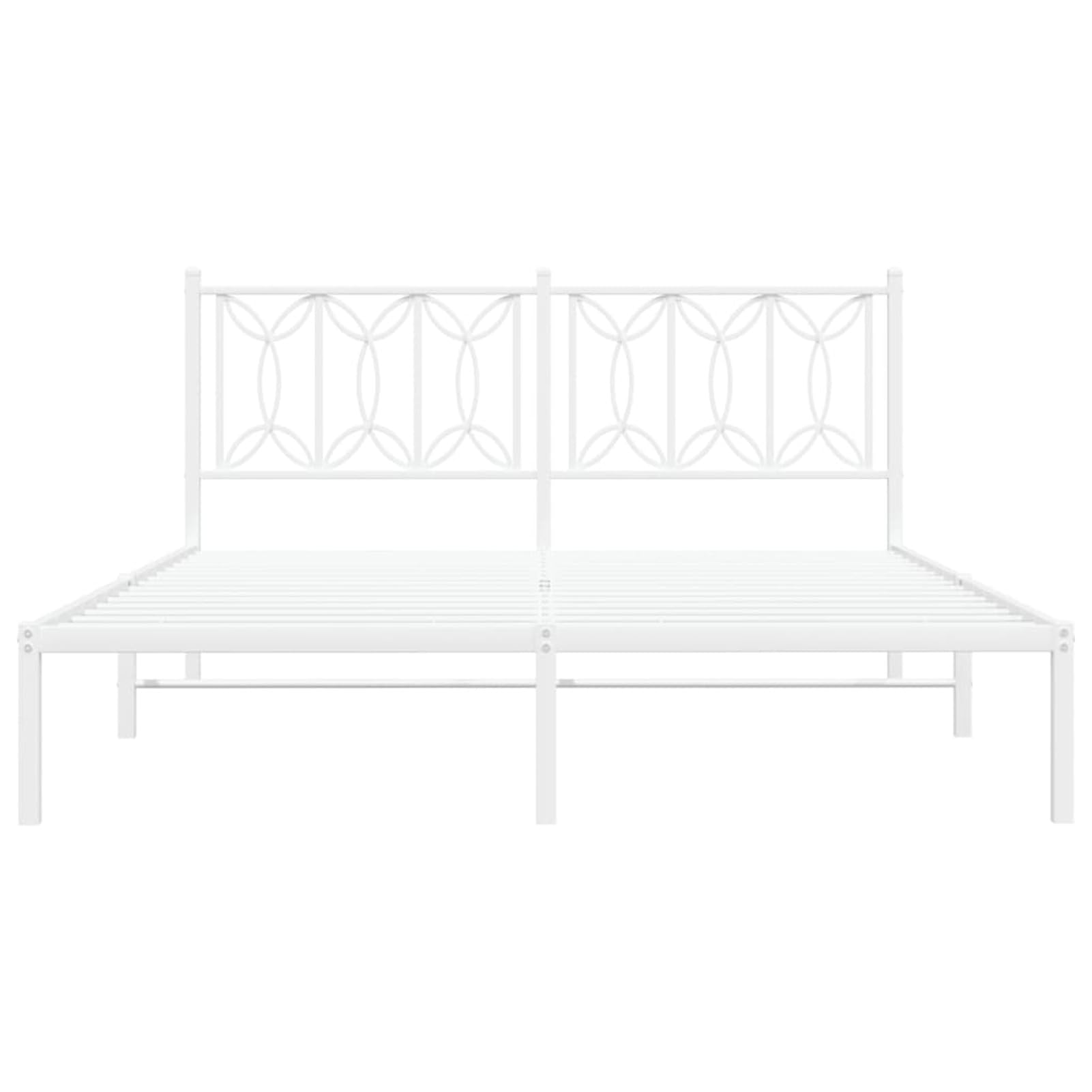 Tidyard Metal Bed Frame Without Mattress with Headboard White 59.1 x 78.7 Inch Platform Bed Frame, Easy Assembly Mattress Foundation for Bedroom Dorm Guest Room Style K