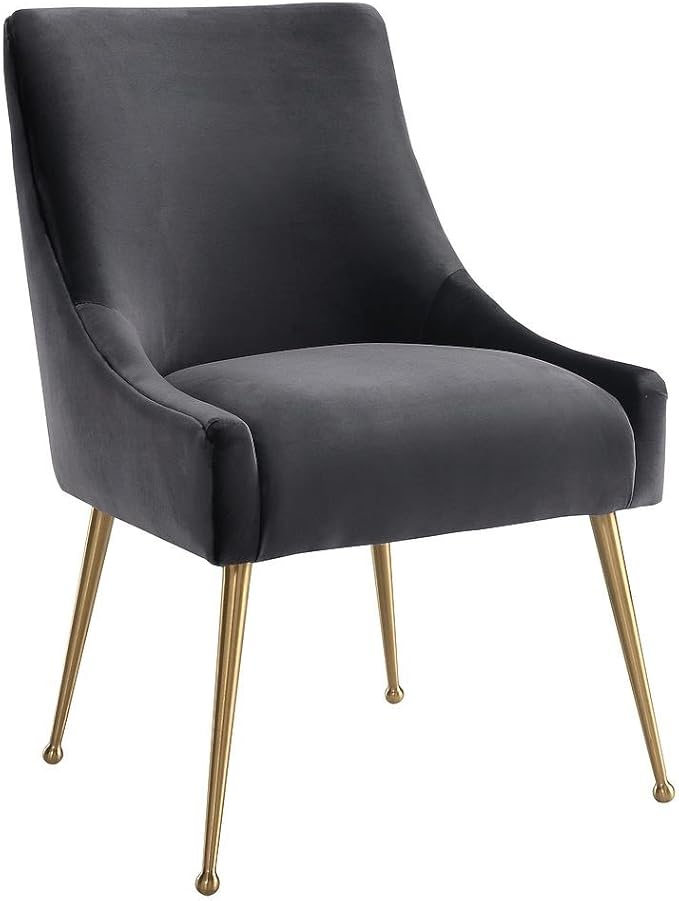 The Beatrix Collection Modern Style Living Room Velvet Upholstered Side Chair, Navy