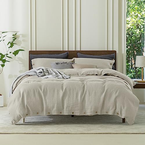 100% Pure Linen Duvet Cover Set King Size 104X90Inch 3pcs (1 Duvet Cover