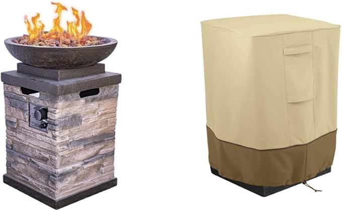 Manufacturing 63172 Newcastle Propane Firebowl Column Realistic Look Firepit Heater