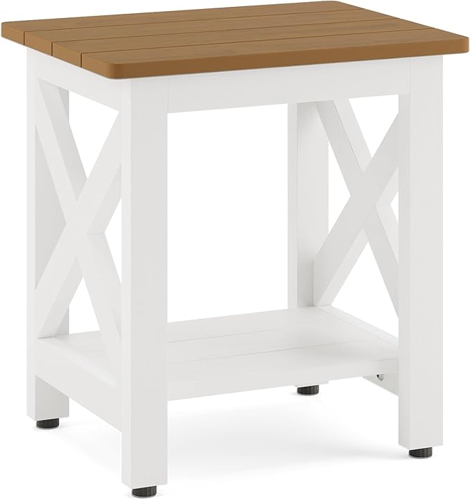 Small Outdoor Side Table, HDPS Adirondack Patio End Table with 2 Tier for Porch