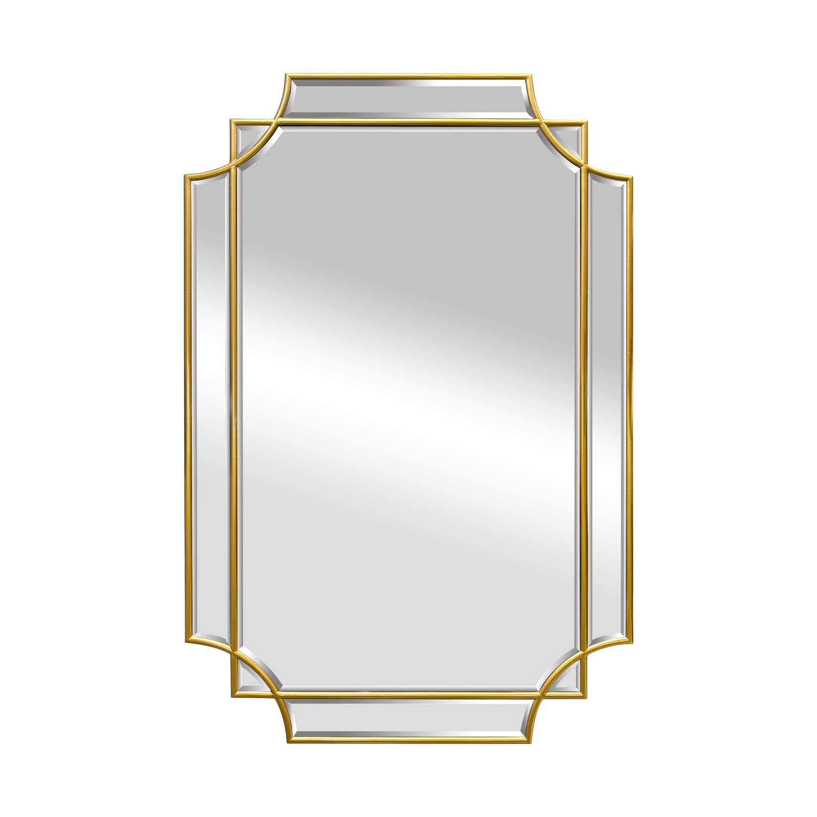 Gold Beveled Mirror - Wall Mirrors Decorative 20"x30" Scalloped Mirror Modern