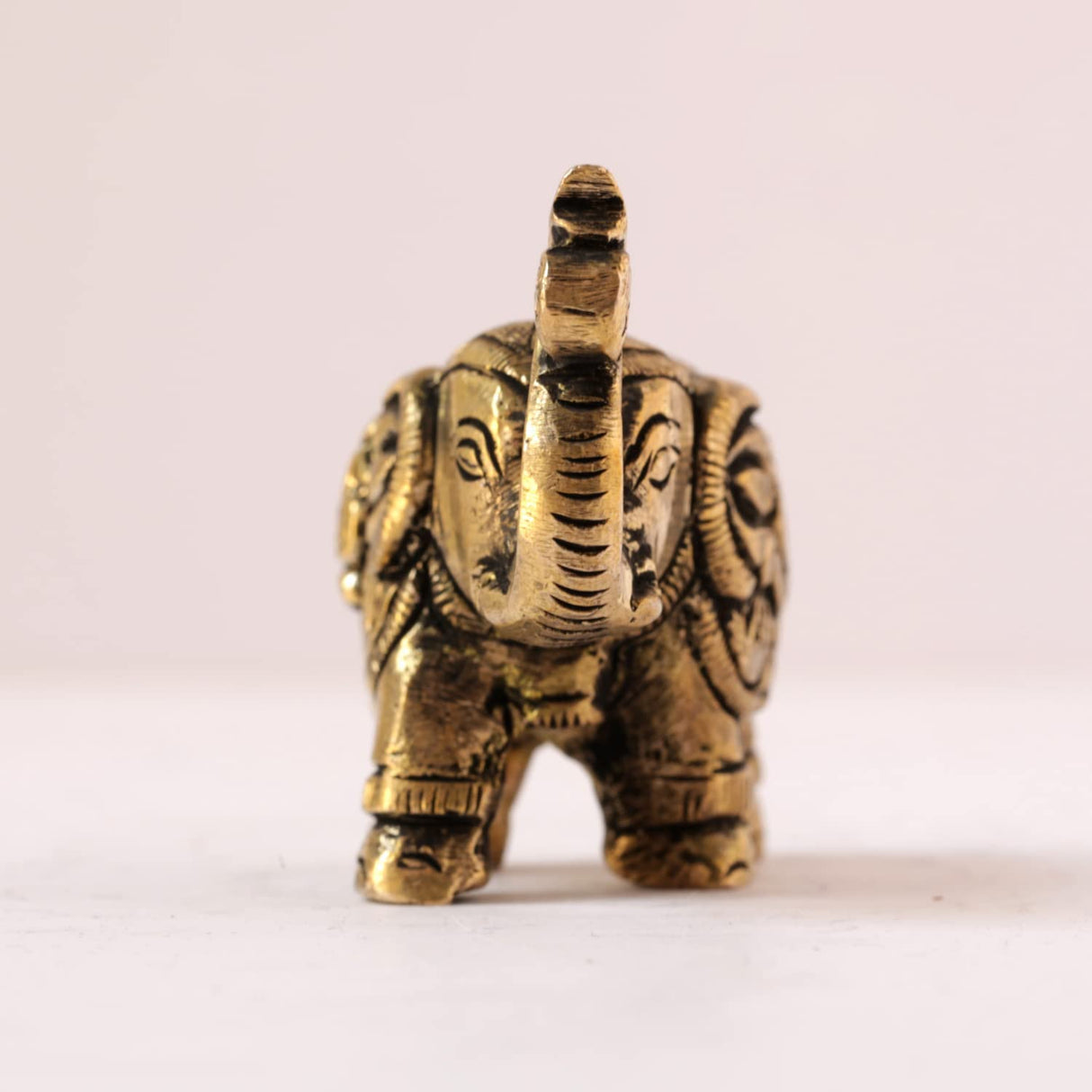 Brass Elephant with Om and Kalash Good Luck Charm Religious Gifts for Home Mandir