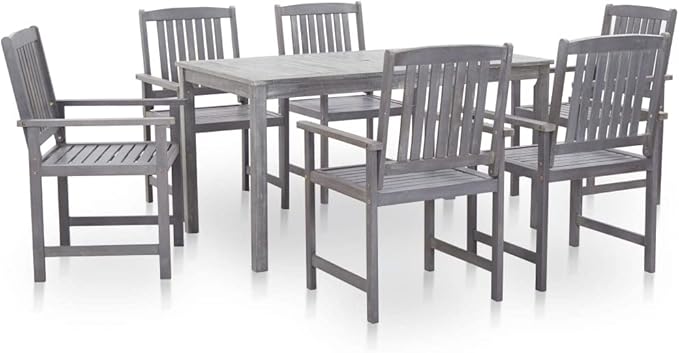 Outdoor Patio Dining Set Furniture 5 Pieces with 4 Armchairs and 1 Rectangular Acacia Wood Table
