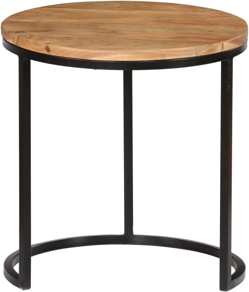 Solid Acacia Wood Coffee Table Set with Sheesham Finish - Fully Assembled 3-Piece