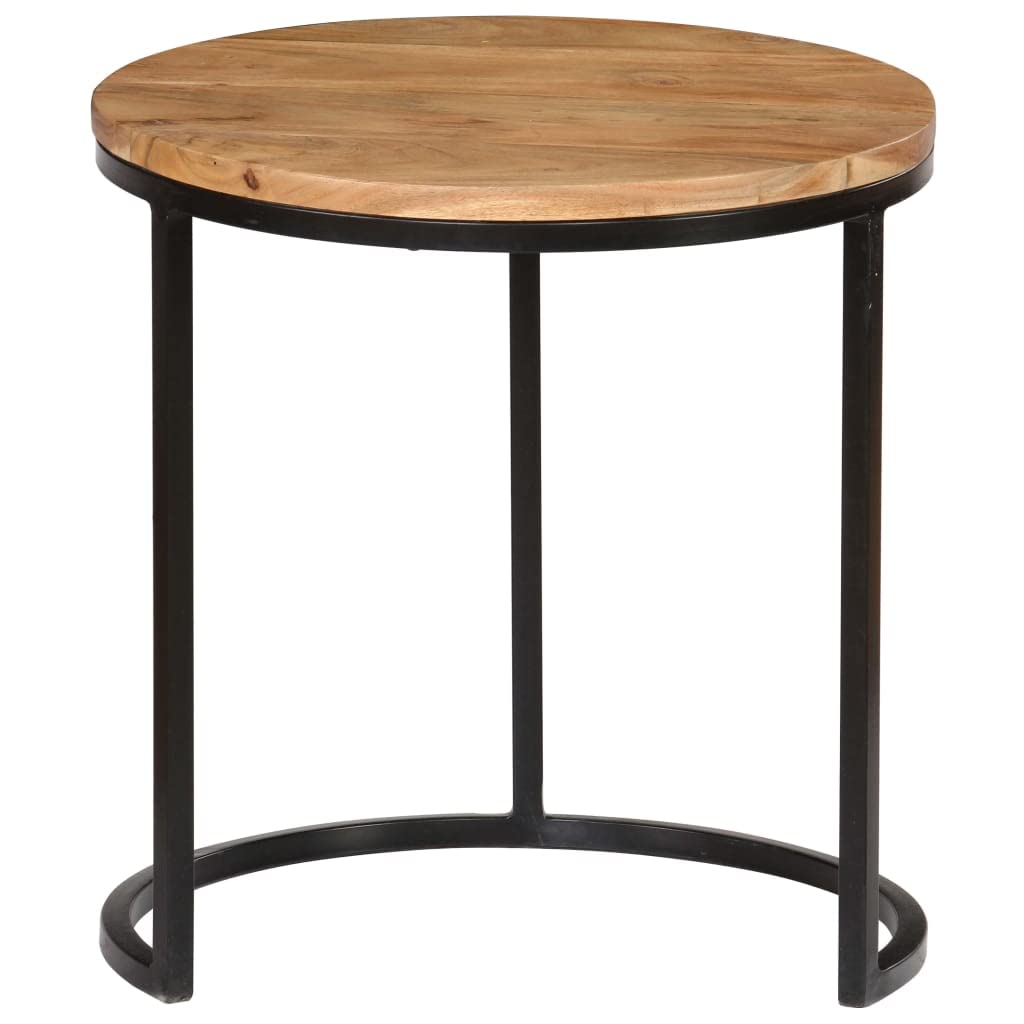 Solid Acacia Wood Coffee Table Set with Sheesham Finish - Fully Assembled 3-Piece