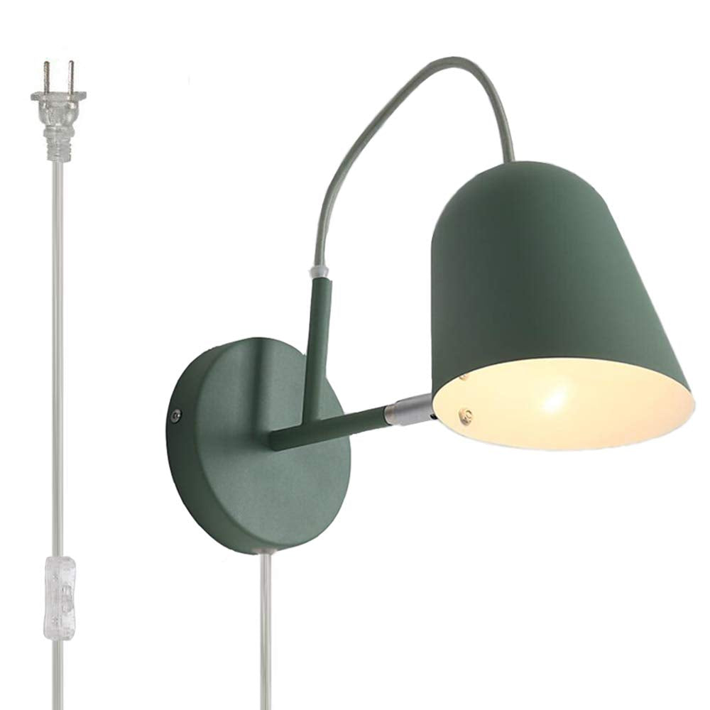 Modern Green Adjustable Ceiling/Wall Spotlight with Practical Plug, Cable and Switch